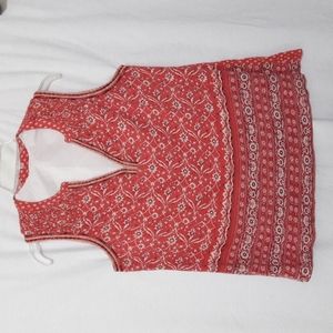 Lucky Brand Top Size S Petite Red Floral Prairie Cottagecore Fairy